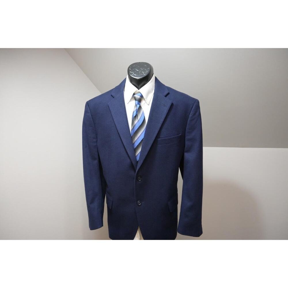 Jos A Bank Blazer Wool Cashmere 2 Button Sports Jacket Dark Blue Mens 44 Short